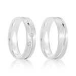 Par Aliança Prata Reta Semi Anatômica  Friso 5mm 801269/801268