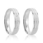 Par Aliança Prata  Reta  Semi Anatômica  Friso 4mm  801884/801885