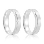 Par Aliança Prata Reta Semi Anatômica  Friso 5mm 801292/801291