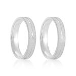 Par Aliança Prata Reta Semi Anatômica  Friso 4mm 801283/801284