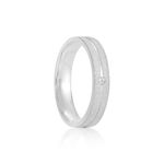 Par Aliança Prata Reta Semi Anatômica  Friso 4mm 801283/801284