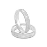 Par Aliança Prata Reta Semi Anatômica  Friso 4mm 801283/801284
