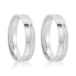 Par Aliança Prata Reta Semi Anatômica  Friso 4mm  801904/801905