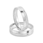 Par Aliança Prata Reta Semi Anatômica  Friso 4mm  801904/801905