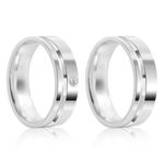 Par Aliança Prata Reta Semi Anatômica  Friso 6mm  800274/800275