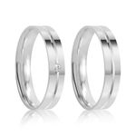 Par Aliança Prata Reta Semi Anatômica  Friso 4mm  801912/801913