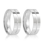 Par Aliança Prata Reta Semi Anatômica  Friso 6mm  801914/801915