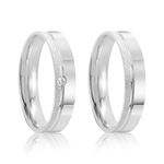 Par Aliança Prata Reta Semi Anatômica Friso 4mm  801908/801909