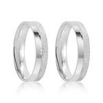 Par Aliança Prata Reta Semi anatômica Friso 4mm  801898/801899