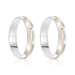 Par Aliança Prata Abaulada Semi Anatômica   Friso 4mm  800603