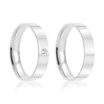 Par Aliança Prata Reta Semi Anatômica 4mm 801300/801299