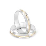 Par Aliança Prata Abaulada Semi Anatômica   Friso 4mm  800603