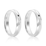 Par Aliança Prata Abaulada Semi Anatômica  Friso  4mm  800272/800273