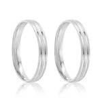 Par Aliança Prata Reta Semi Anatômica  Friso 3mm 801920