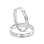 Par Aliança Prata Reta Semi Anatômica  Friso 3mm 801920
