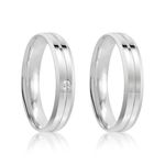 Par Aliança Prata Reta Semi Anatômica  Friso 4,5mm  801878/801879