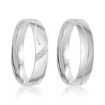 Par Aliança Prata Abaulada Semi Anatômica  Friso  4mm 801890/801891