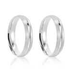Par Aliança Prata Abaulada Semi Anatômica  Friso 4mm  801517