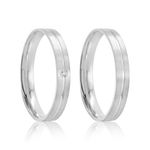 Par Aliança Prata Reta Semi Anatômica  Friso 3mm 801902/801903