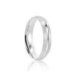 Par Aliança Prata Abaulada Semi Anatômica  Friso 4mm  801517