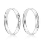 Par Aliança Prata Abaulada  Friso 3mm 800388