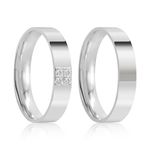 Par Aliança Prata Reta Semi Anatômica 4mm 801894/801895