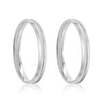 Par Aliança Prata Abaulada Semi Anatômica  Friso 3mm 801862