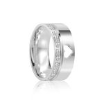 Par Aliança Prata  Reta Semi Anatômica  Coração Friso 8mm  801320/801319