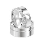 Par Aliança Prata  Reta Semi Anatômica  Coração Friso 8mm  801320/801319