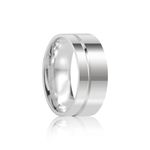 Par Aliança Prata  Reta Semi Anatômica  Coração Friso 8mm  801320/801319