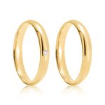 Par Aliança Ouro 18k Abaulada 3,2mm Diamante 2pts (800074/075)