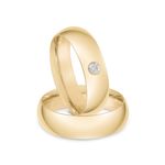 Par Aliança Ouro 18k  Abaulada 5,6mm Anatômica Diamante  7pts (800092/093)