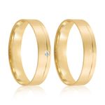 Par Aliança Ouro 18k Reta 4mm Diamante 1pts (802043/2044)