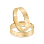 Par Aliança Ouro 18k Reta 4mm Diamante 1pts (802043/2044)
