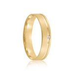 Par Aliança Ouro 18k Reta 4mm Diamante 1pts (802056/2057)