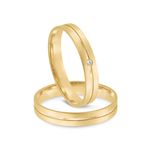 Par Aliança Ouro 18k Reta 3,2mm Diamante 1pts (802052/2053)