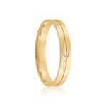 Par Aliança Ouro 18k Reta 3,2mm Diamante 1pts (802052/2053)