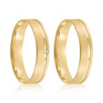 Par Aliança Ouro 18k Reta 4mm Diamante 1pts (802056/2057)