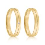 Par Aliança Ouro 18k Reta 3,2mm Diamante 1pts (802052/2053)