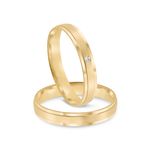 Par Aliança Ouro 18k Reta 3,2mm Diamante 1pts (802054/2055)