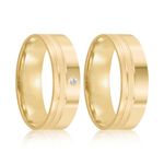 Par Aliança Ouro 18k Reta 6mm Diamante 1,5pts (801963/1964)