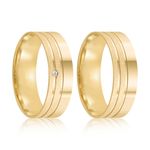 Par Aliança Ouro 18k Reta 6mm Diamante 1pts (802020/2021)