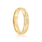 Par Aliança Ouro 18k Abaulada 4mm Diamante 2pts (801992/1993)