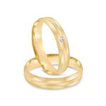 Par Aliança Ouro 18k Abaulada 4mm Diamante 2pts (801992/1993)