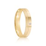 Par Aliança Ouro 18k Reta 4mm Diamante 1pts (802030/2031)