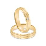 Par Aliança Ouro 18k Abaulada 4mm Diamante 1,5pts (802037/2038)