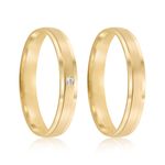Par Aliança Ouro 18k Reta 3,2mm Diamante 1pts (802054/2055)