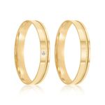 Par Aliança Ouro 18k Reta 3,2mm Diamante 1pts (801974/1975)