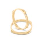 Par Aliança Ouro 18k Quadrada 2,4mm Diamante 1,5pts (801354/1353)