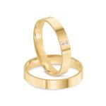 Par Aliança Ouro 18k Reta 3,2mm Diamantes (801999/2000)
